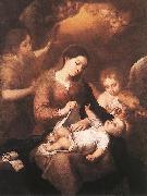 Mary and Child with Angels Playing Music sg MURILLO, Bartolome Esteban